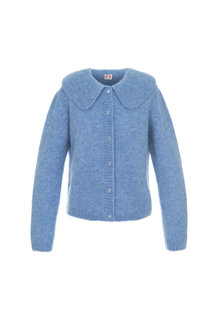 Women's Clara Soft Wool Collared Cardigan in Blue - Shrimps – shrimps