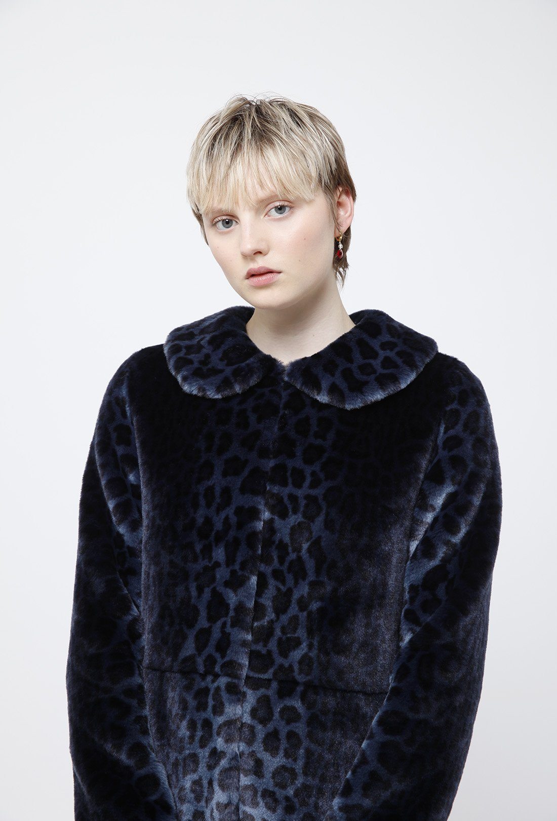 Women's Faux Fur Coat - Patrick in Navy Leopard Print - Shrimps – shrimps