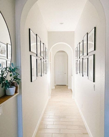 hallway with spotlight and white walls