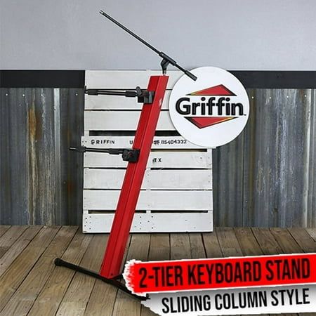 2-Tier Column Digital Piano Stand with Mic Boom Arm by GRIFFIN