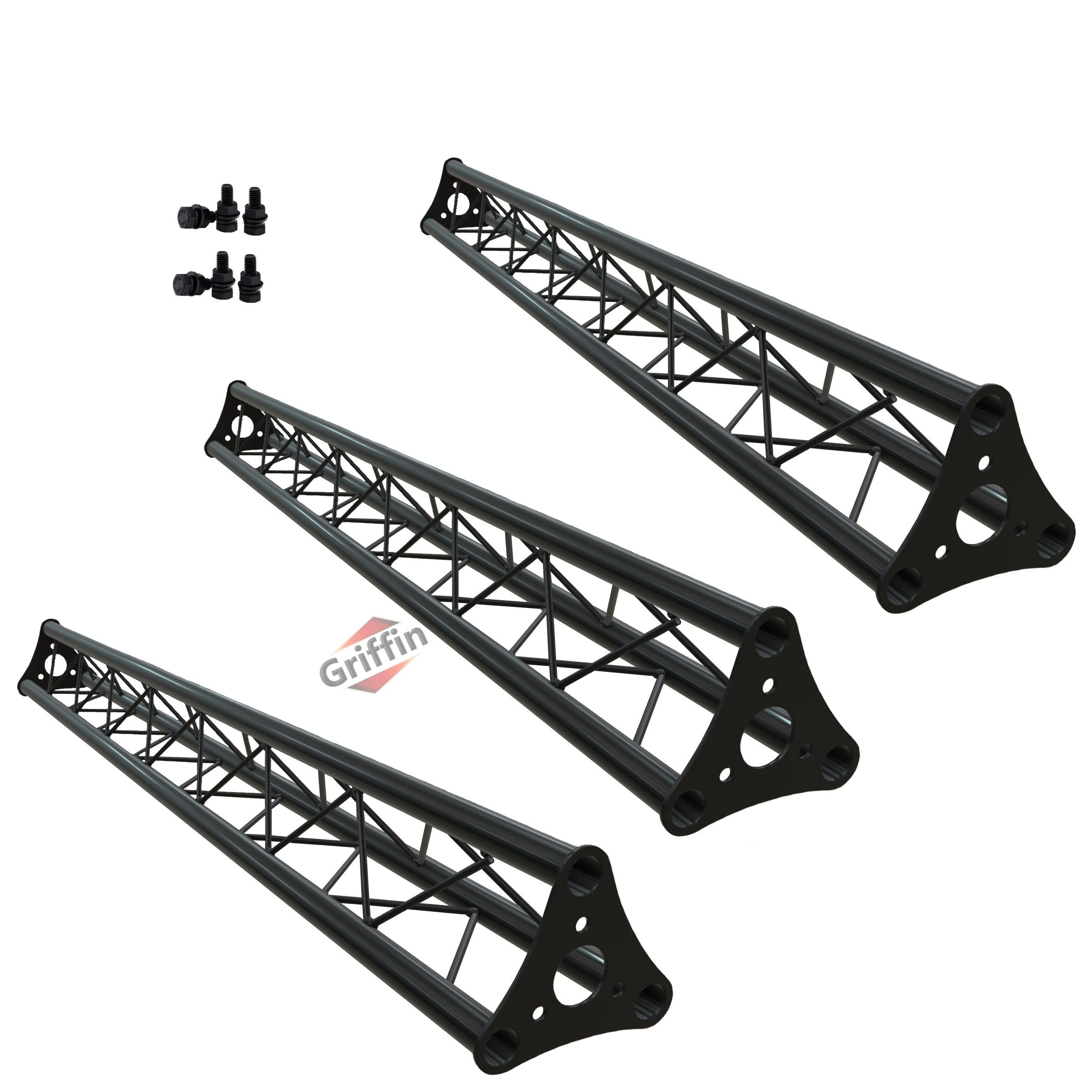 5Ft Triangle Truss Extension (3-PACK) by GRIFFIN - Stage Mount Trussing Sections for DJ Booth Lighting System - Mount Light Cans & Sound Effects for Pro Audio Equipment Gear, Parties & Live Gigs