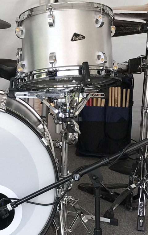 silver rack tom on snare stand