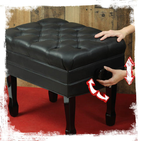 black piano bench with adjustable knob