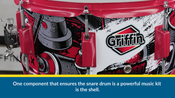 one component that ensures the snare drum is powerful is the shell