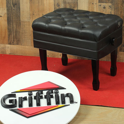 GRIFFIN Black Solid Wood Vintage Style - Cushion Seat With Storage