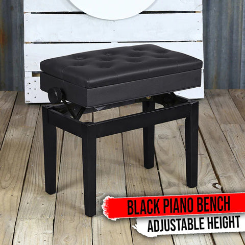 black adjustable piano bench