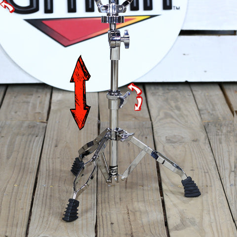 snare stand illustration showing the adjustment knob