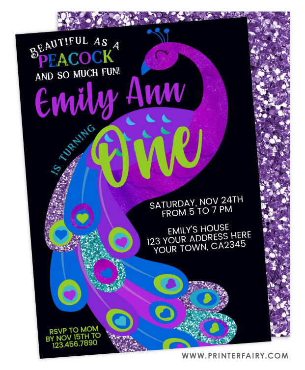 Peacock Birthday Invitation | PrinterFairy