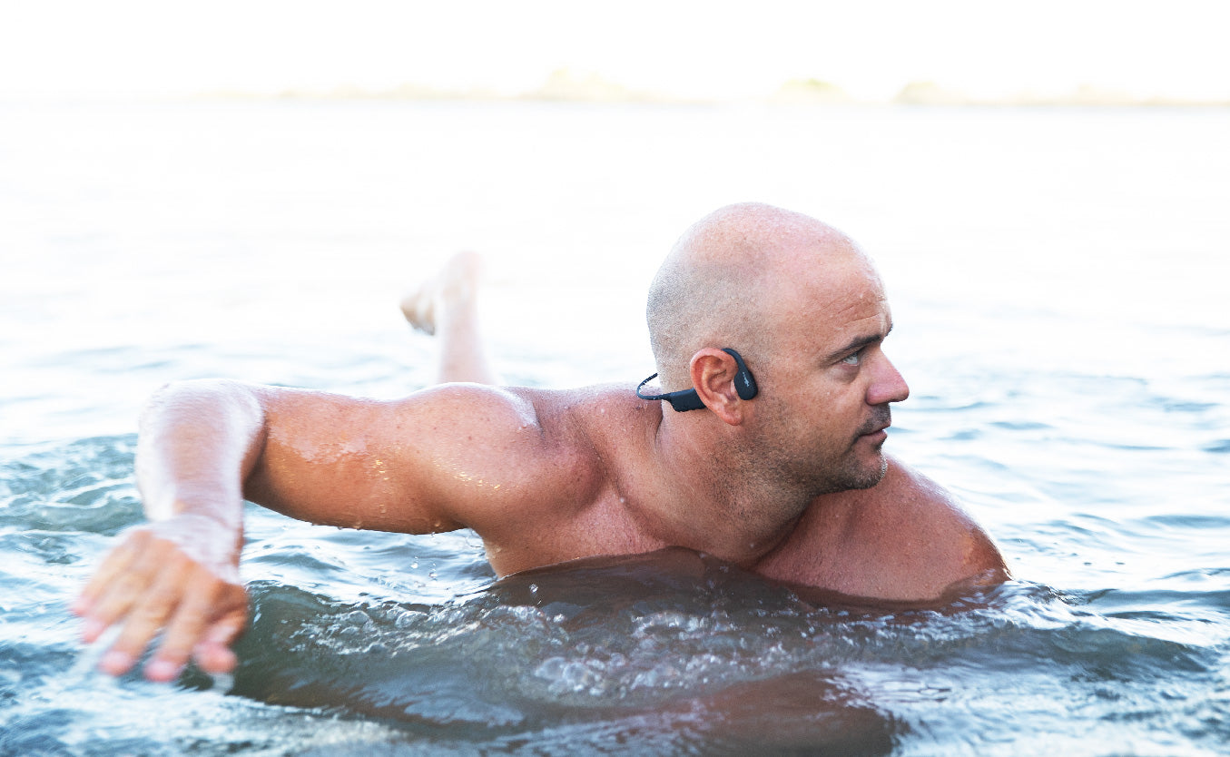 Swimmng with Xtrainerz wireless bone conduction headphones