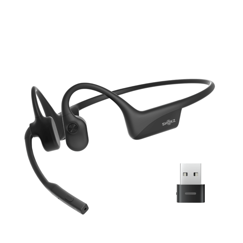 Shokz | OpenComm UC Bone Conduction Headphones Open-Ear Bluetooth Headset with Adapter, Mic Black