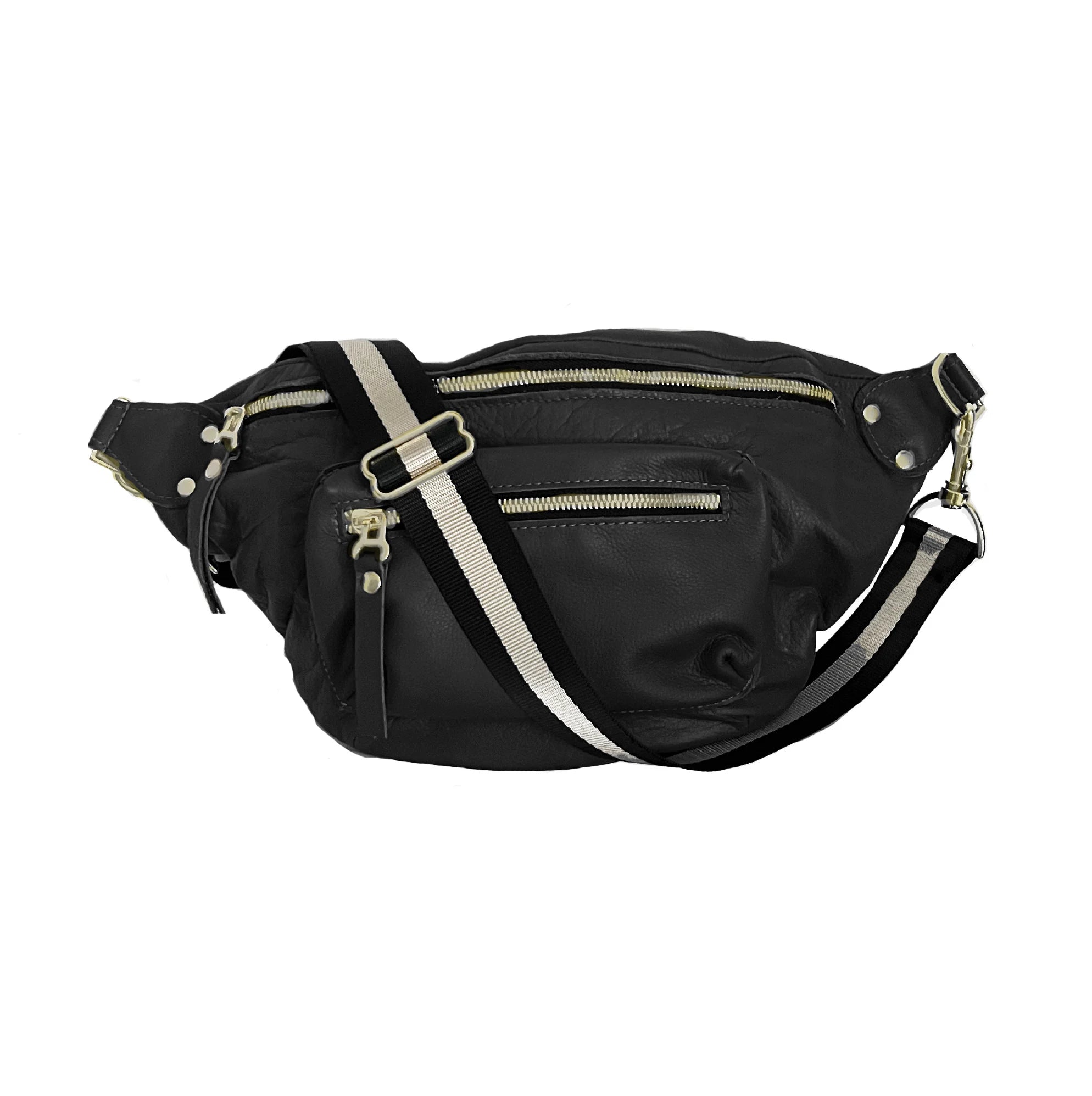 Allison Burns  "Keith" Large Cross Body Bag SILVER Hardware, Black (Bag Only)