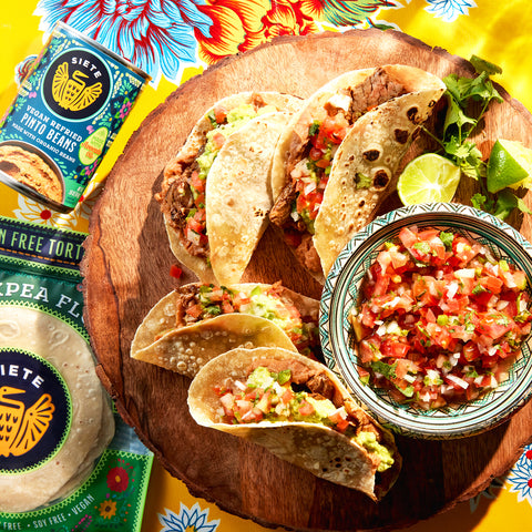 Siete Foods Fajita and Beans Tacos Recipe Image
