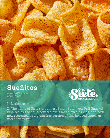 Siete Small Batch Sueñitos Chile Lime Puff Snack Close Up Definition Image