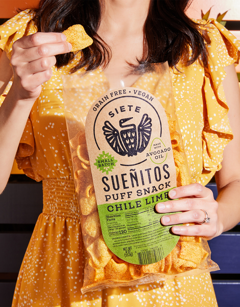 Siete Small Batch Sueñitos Chile Lime Puff Snack Lifestyle Image