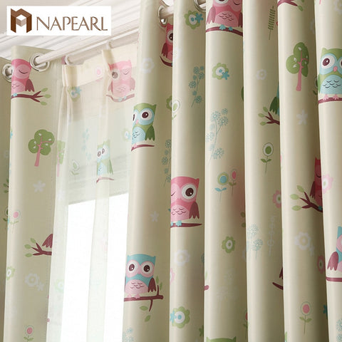 Napearl Blackout Curtains Cartoon Owl Bedroom Kid