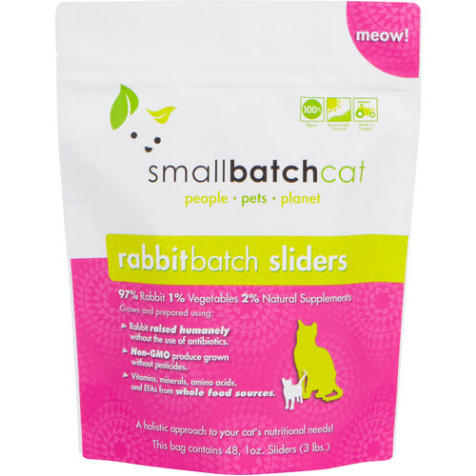 SmallBatch Frozen Raw Rabbit Sliders Cat Food - 3-lbs