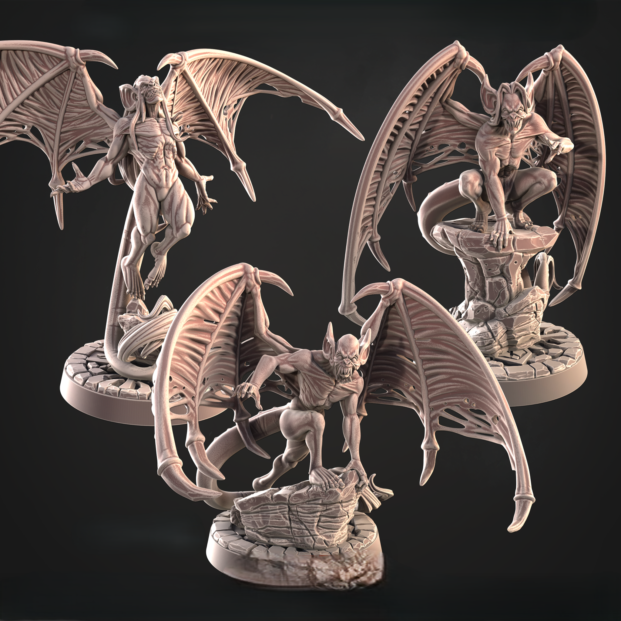 CastnPlay #866 Vampire Gloom Predators (3 Miniatures) - no Base - 32mm