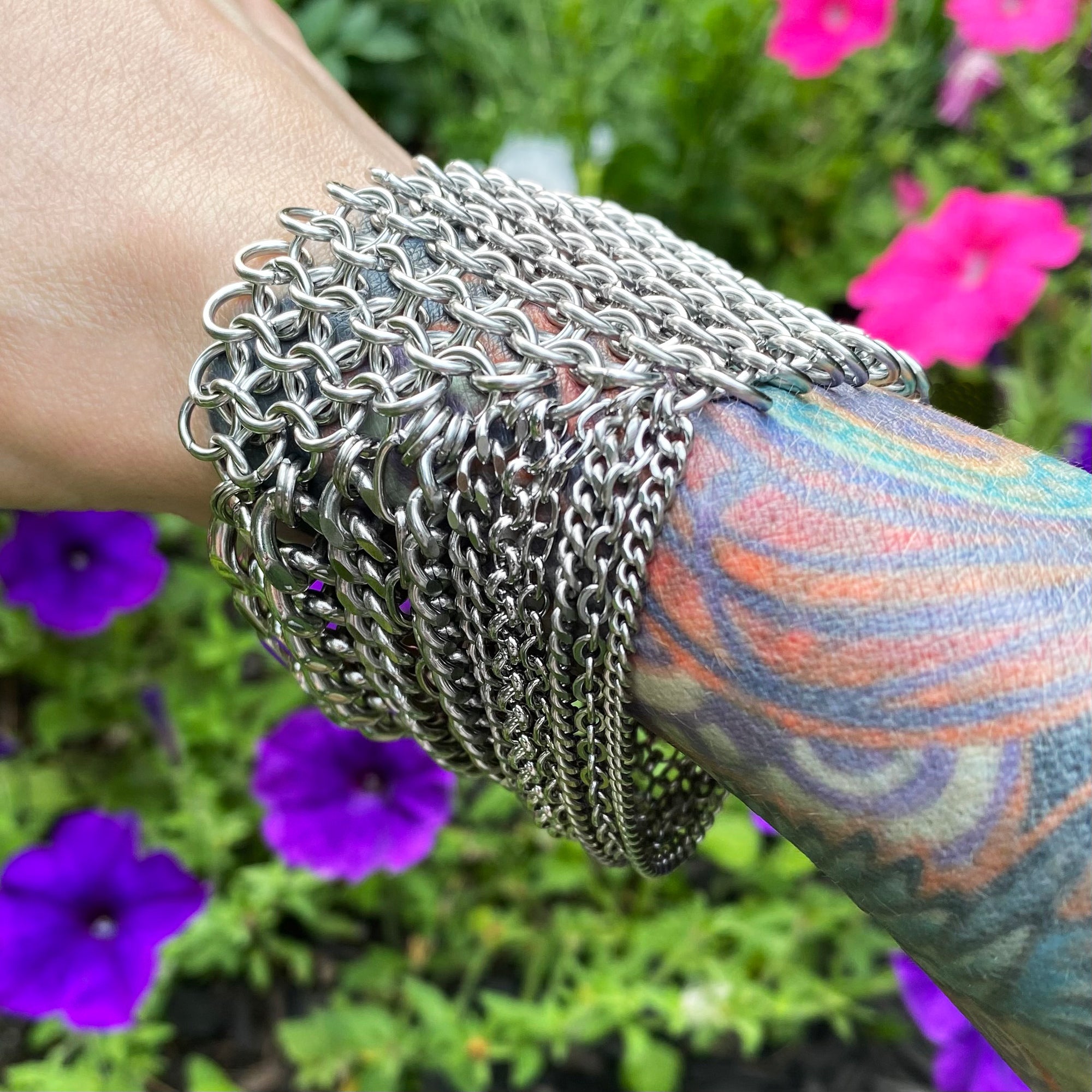 METAL Half & Half Multi-Chain Cuff Bracelet