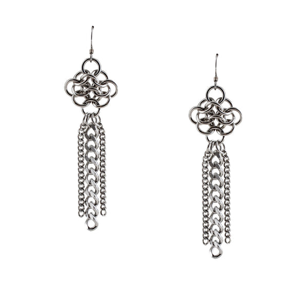 METAL Rosette & Tassel Earrings – Rapt In Maille