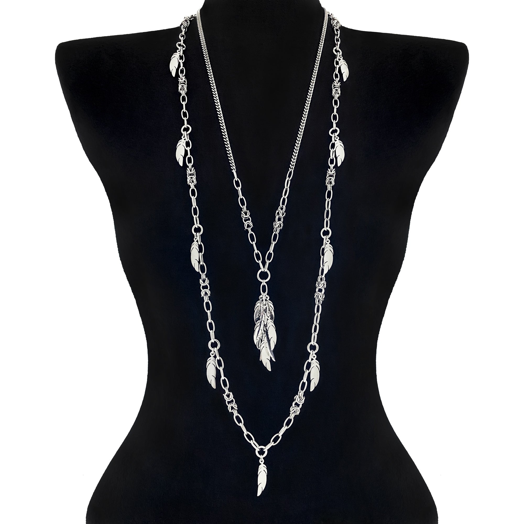 ROGUE Long Feather Chain Necklace