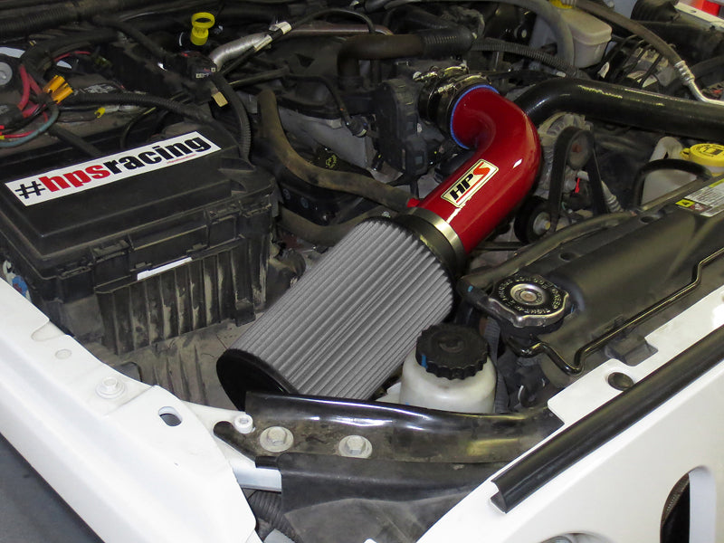 HPS Cold Air Shortram Intake Kit 2007-2011 Jeep Wrangler  V6 Red  827-300R - HPS Performance Products