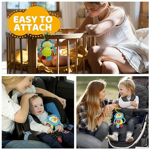 KiddoLab Musical Caesar Teething Toy for 3 Months and Up - Baby Teether, Rattle & Musical Toy with Lights & Fun Sound Effects - Baby Hanging Toy Easily Fits to Crib, Stroller and Car Seats