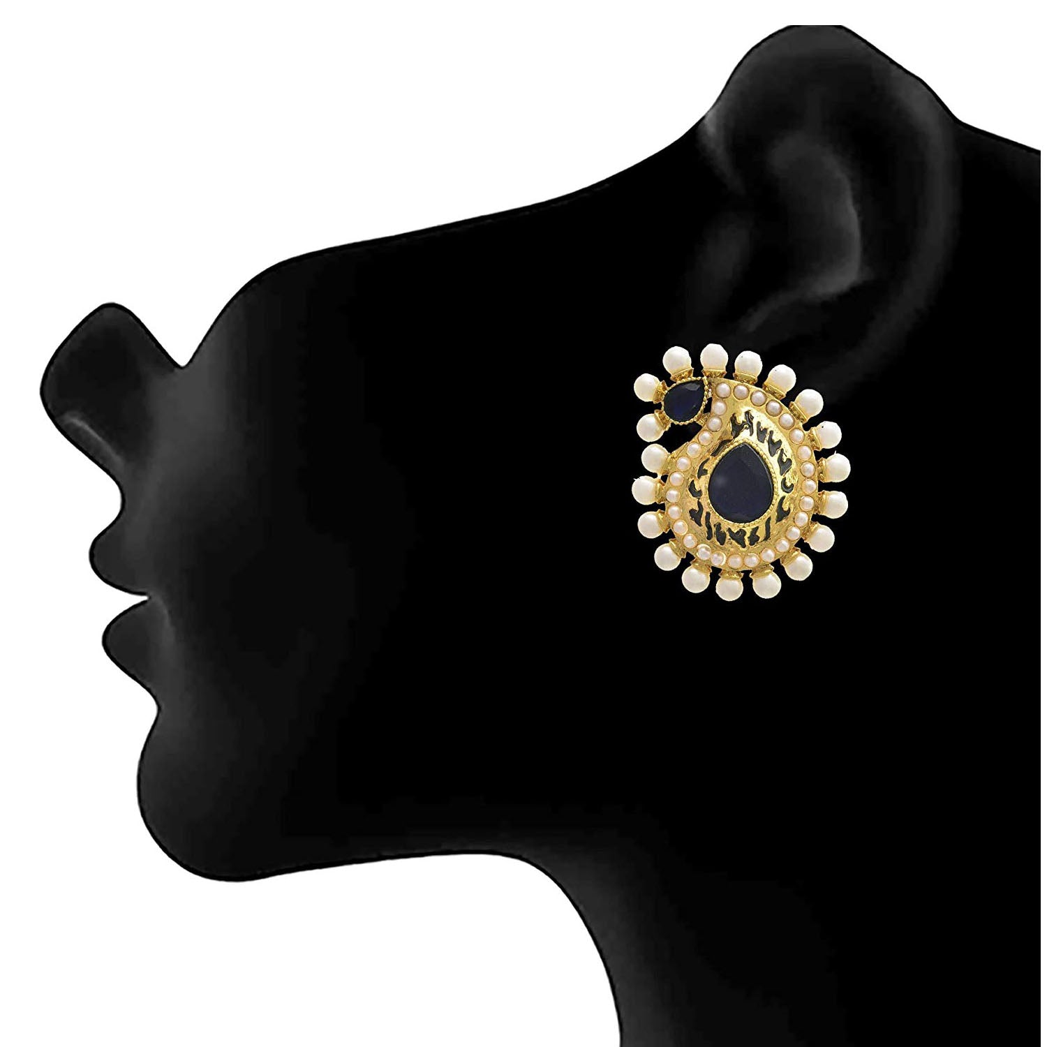 JFL - Traditional & Ethnic One Gram Gold Plated Designer Earring with Stone & Pearls for Women & Girls