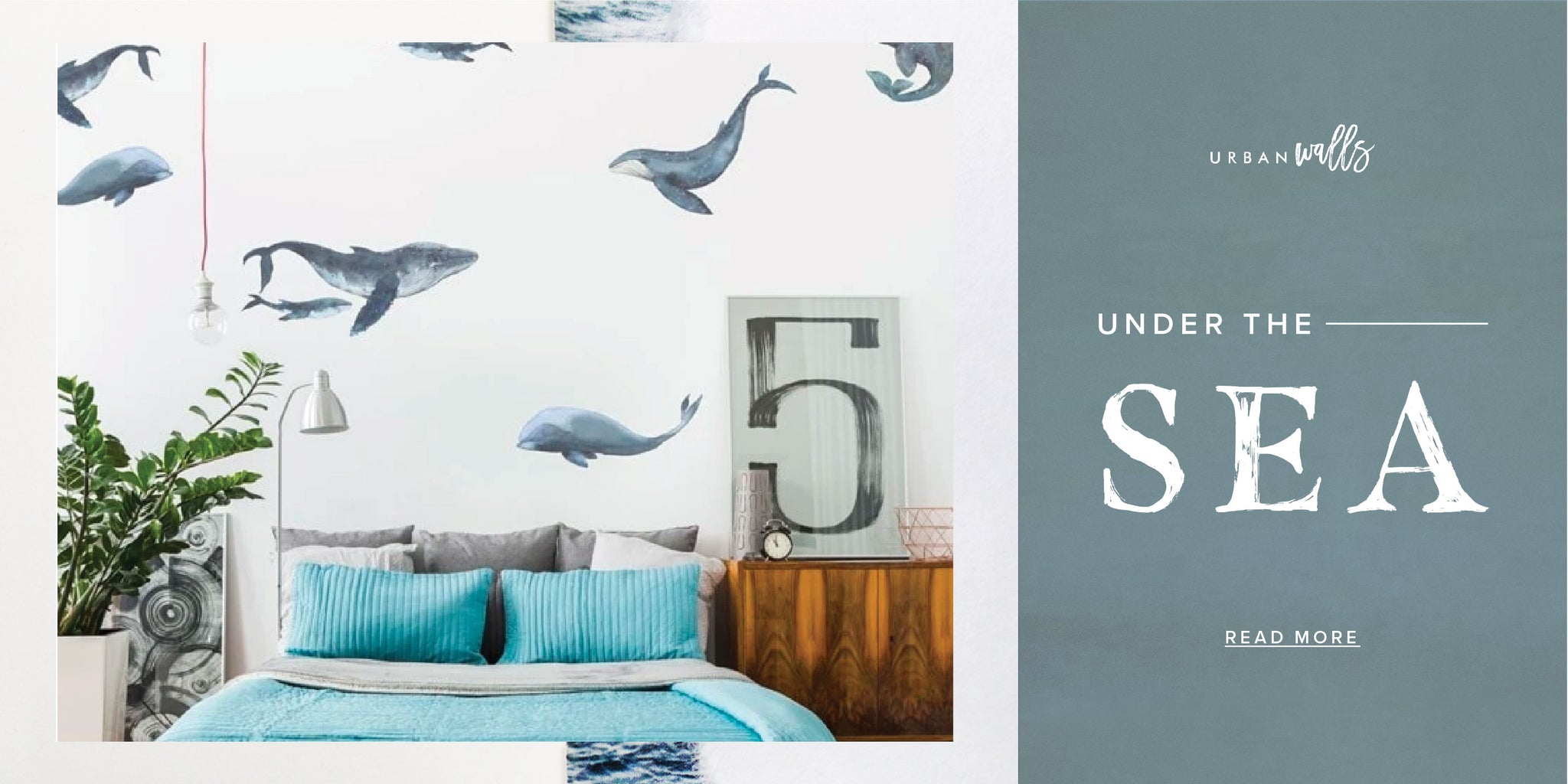 Blue whale wall decal