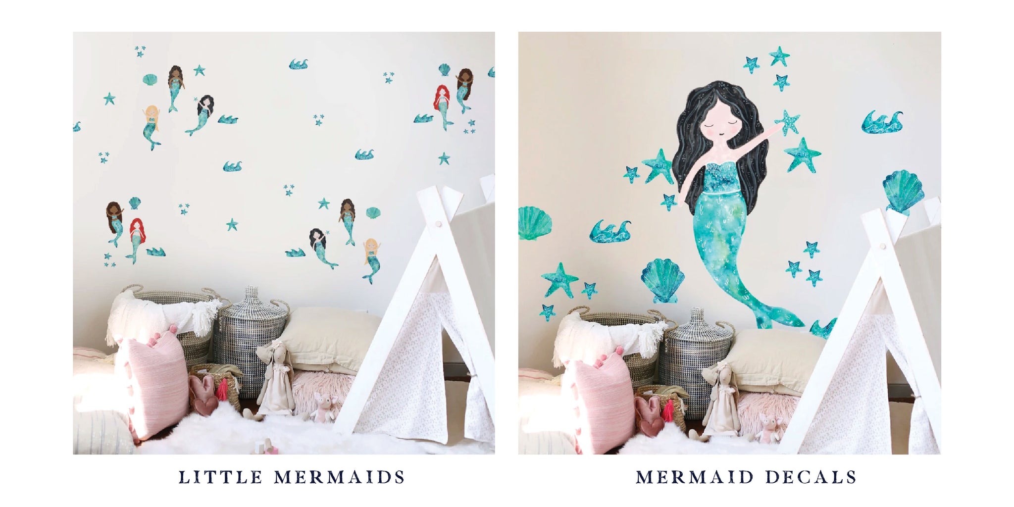 Cartoon character mermaids wall decal