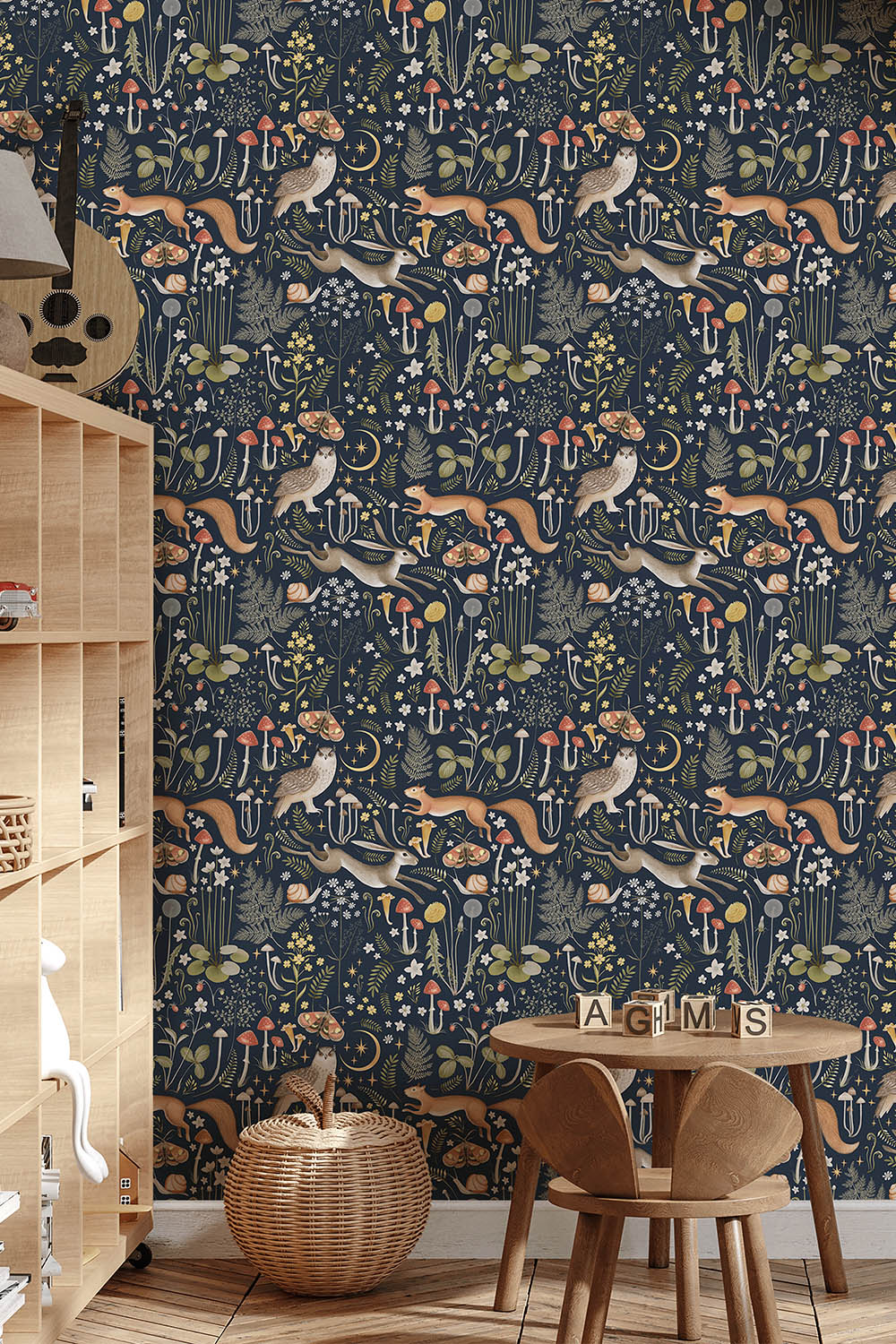 Whimsical animal wallpaper in playroom, Urbanwalls