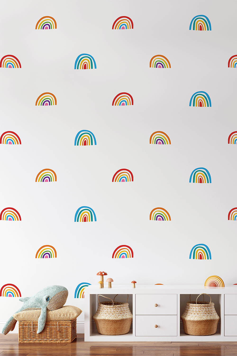 Rainbow wall decals in kids playroom, Urbanwalls