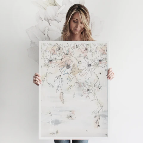 A woman holding a Primrose Art Print