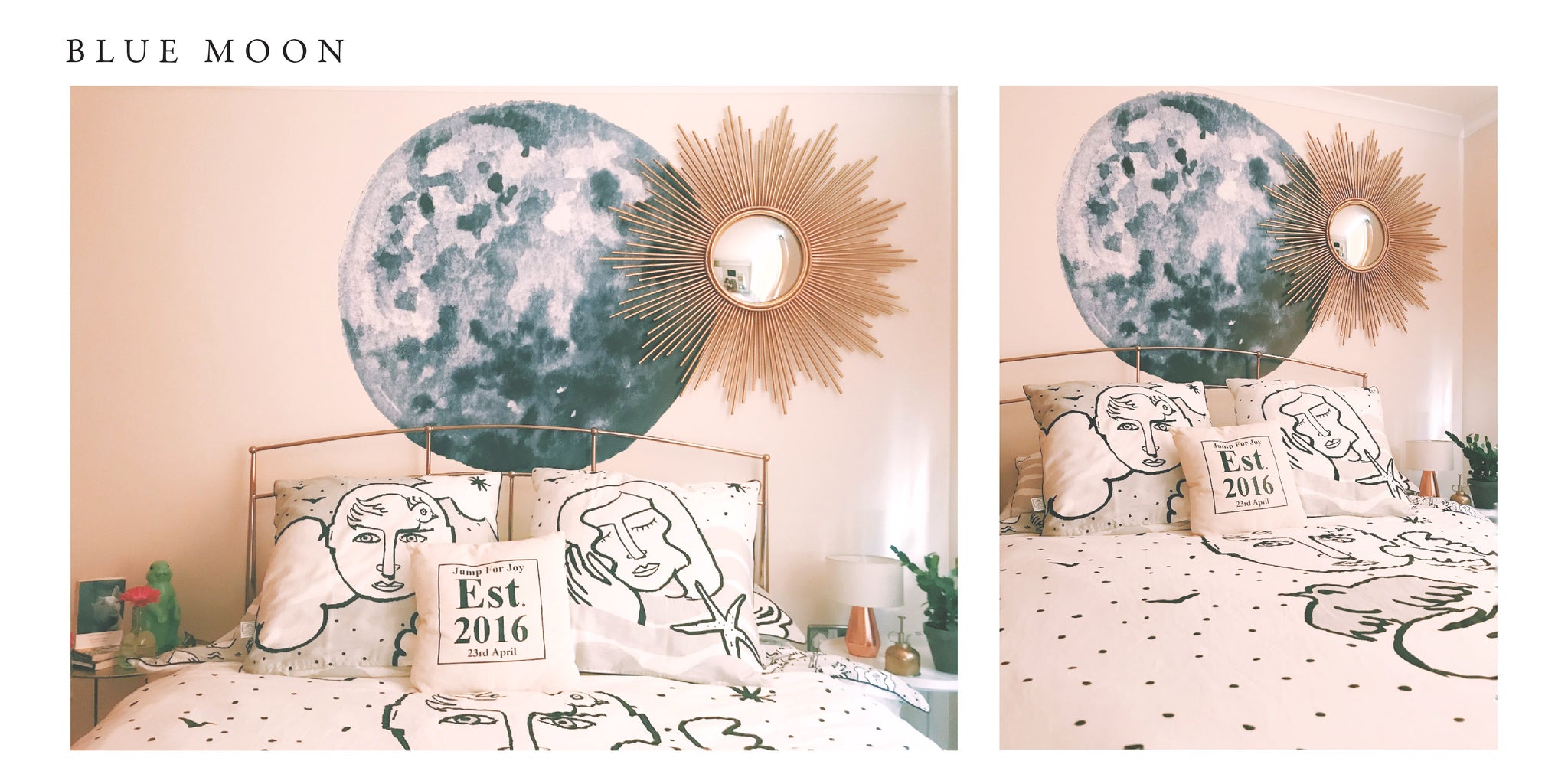 Room with bue moon wall decal