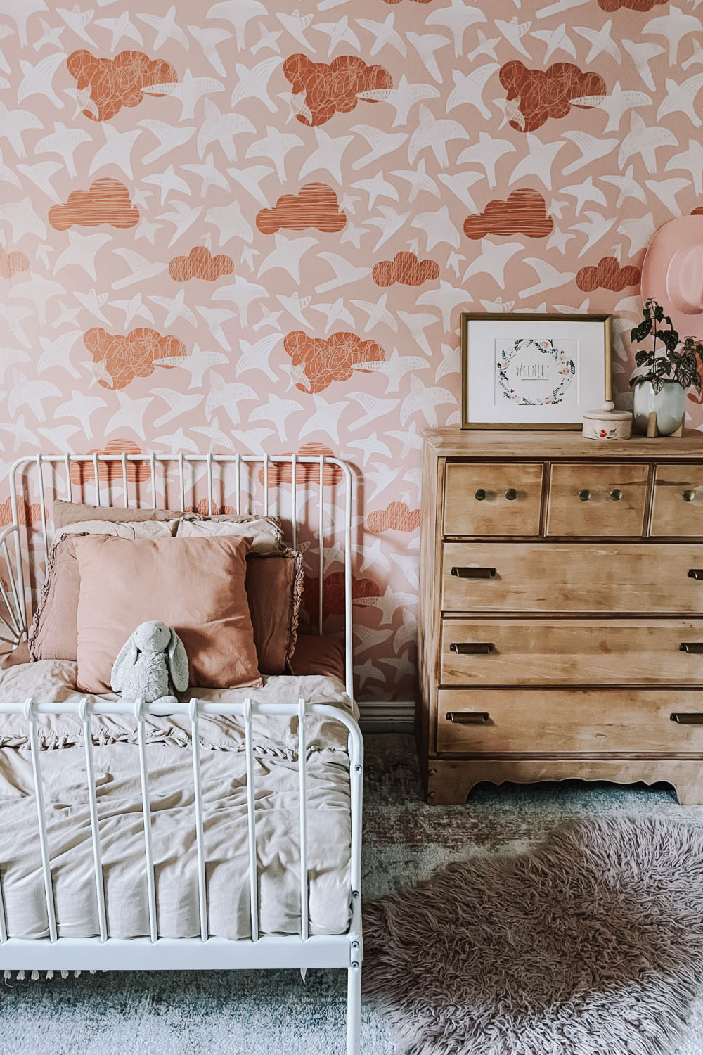 girls room with peel and stick wallpaper - urbanwalls