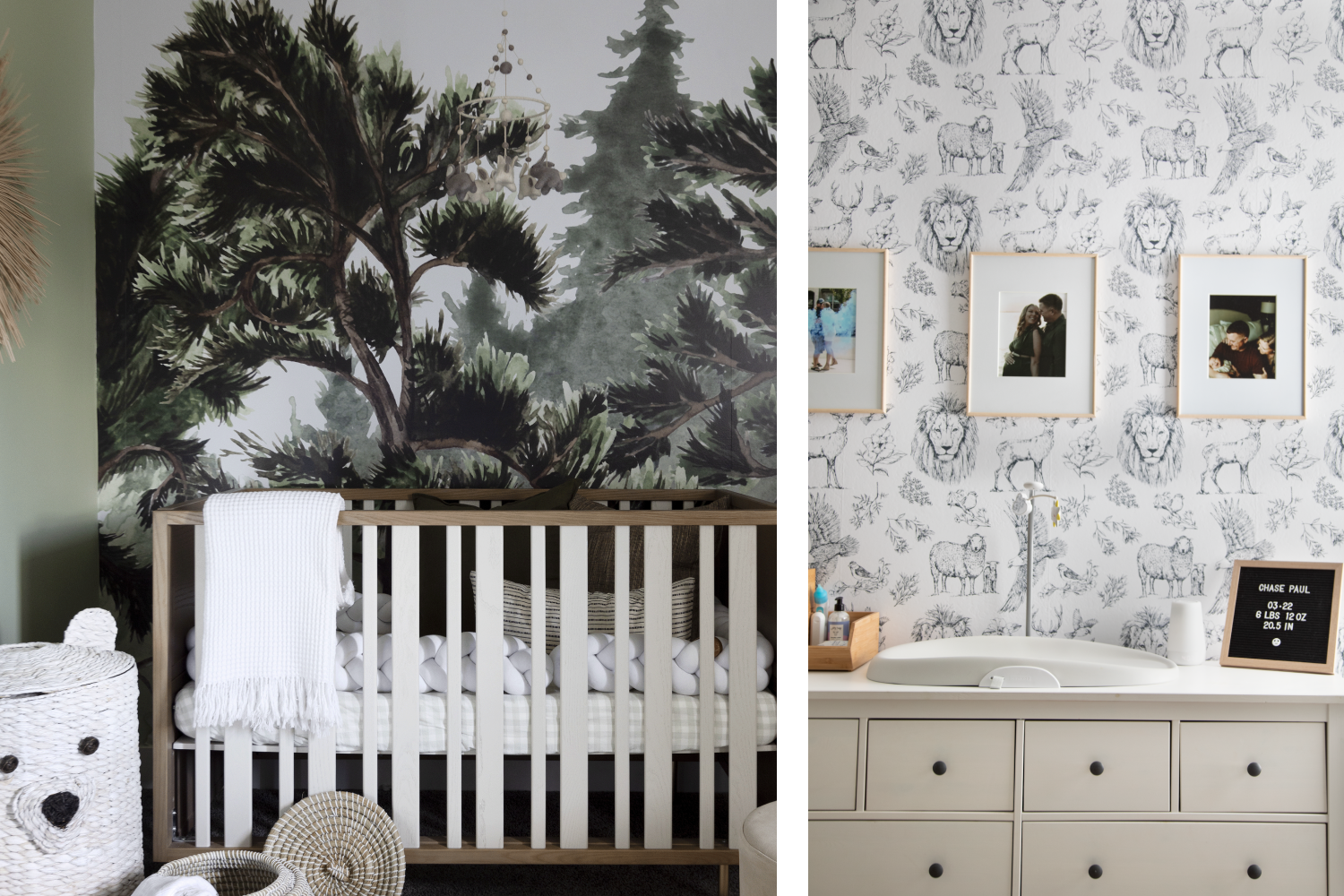 woodland mural in baby nursery