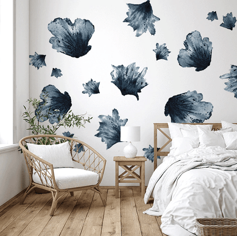 Textured Water and Ink Floral Wall Decals