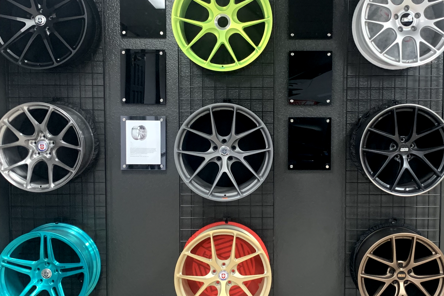 wall of car rims at ice performance scottsdale arizona