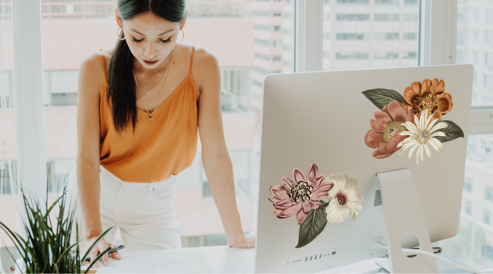 woman in front of computer