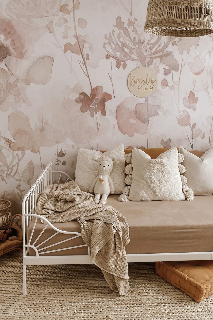 girls room with autumn meadow wall mural from urbanwalls