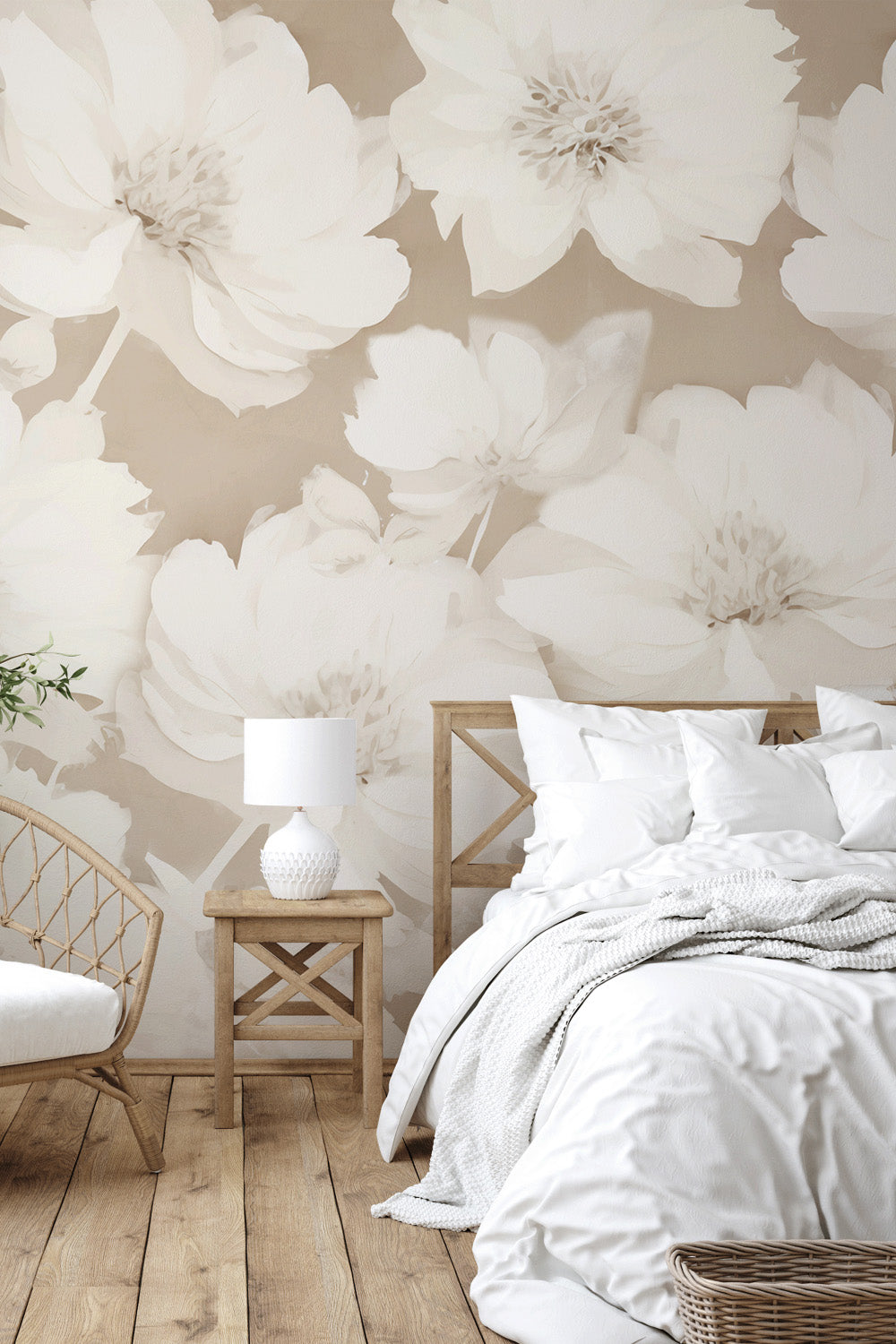 bedroom with flower walls chantilly blossoms wall mural from urbanwalls