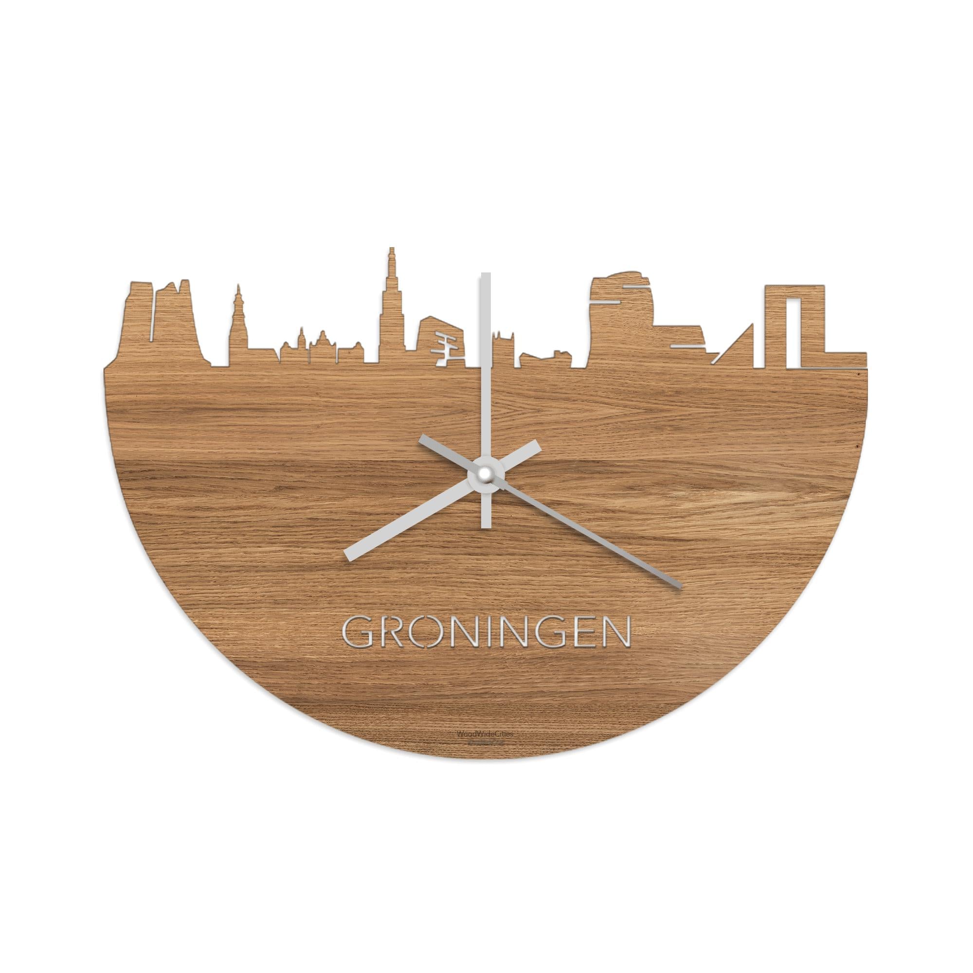 per ongeluk Grootte boeket Skyline Klok Groningen Eiken - WoodWideCities