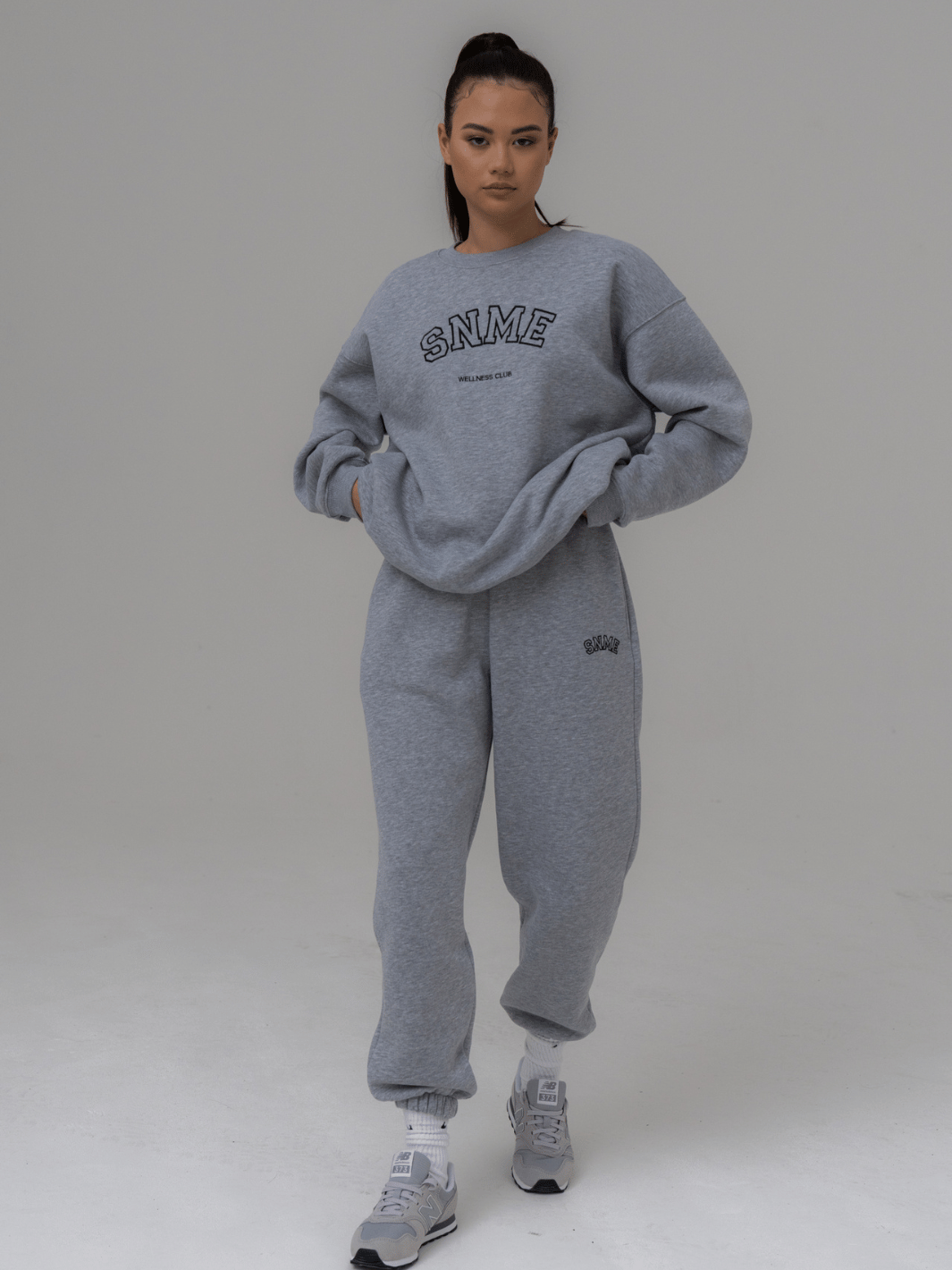 Image of Baggy SNME Retro Joggers - Grey Marl