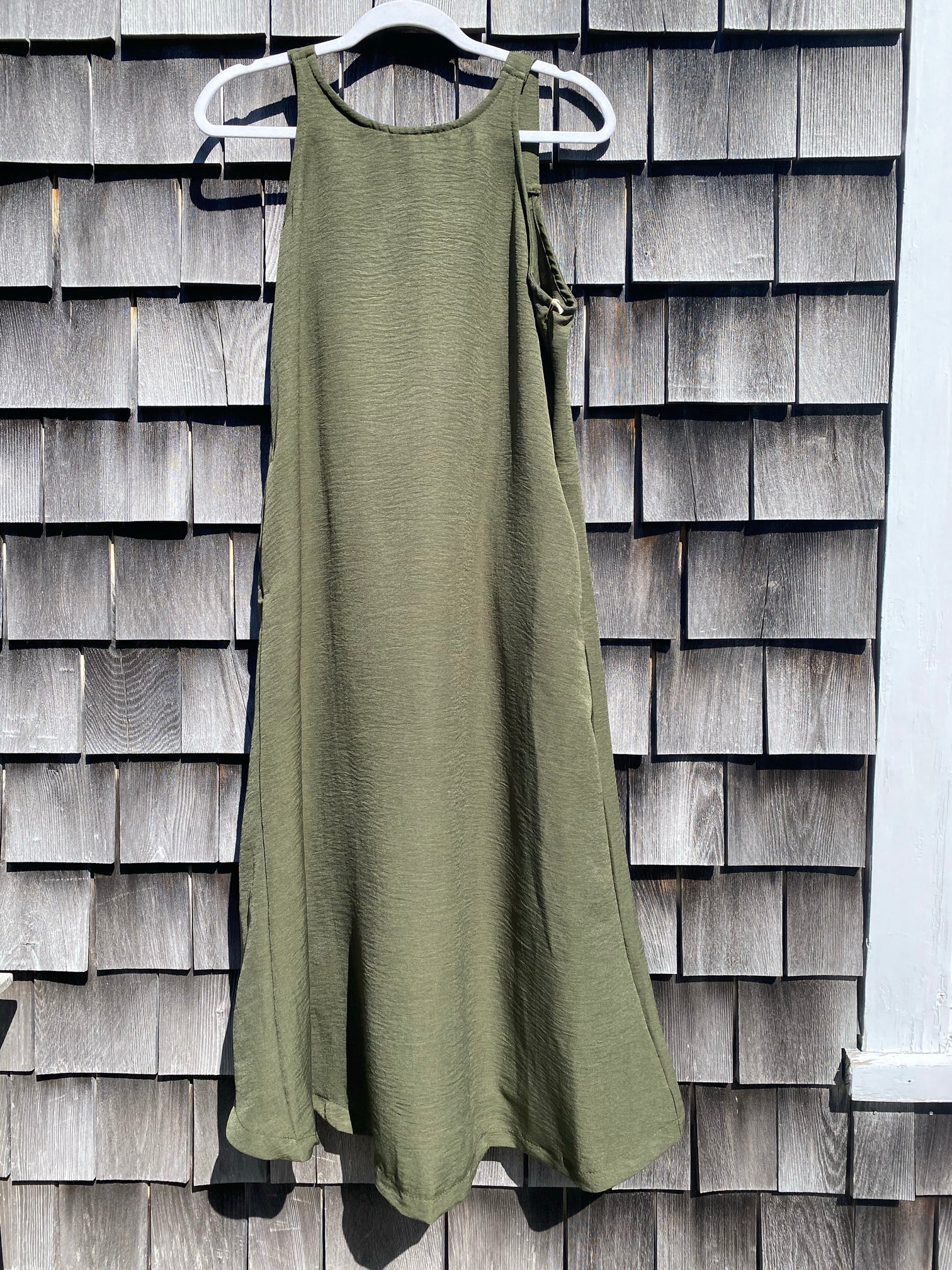 Lisa A Line Midi Dress - green summer dress