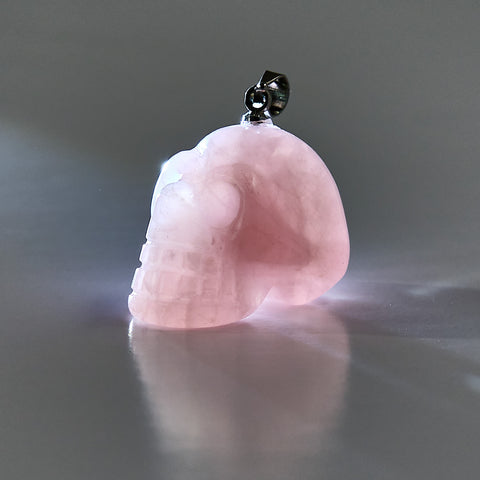 Rose Quartz Crystal Skull Pendant