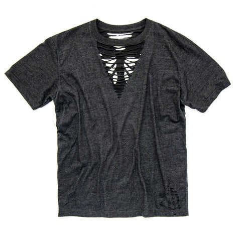 Authentic Distressed Cut Out Black T-Shirt, Angel