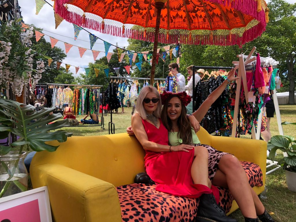 Mary from Dancing Leopard sat on sofa at Boxpark
