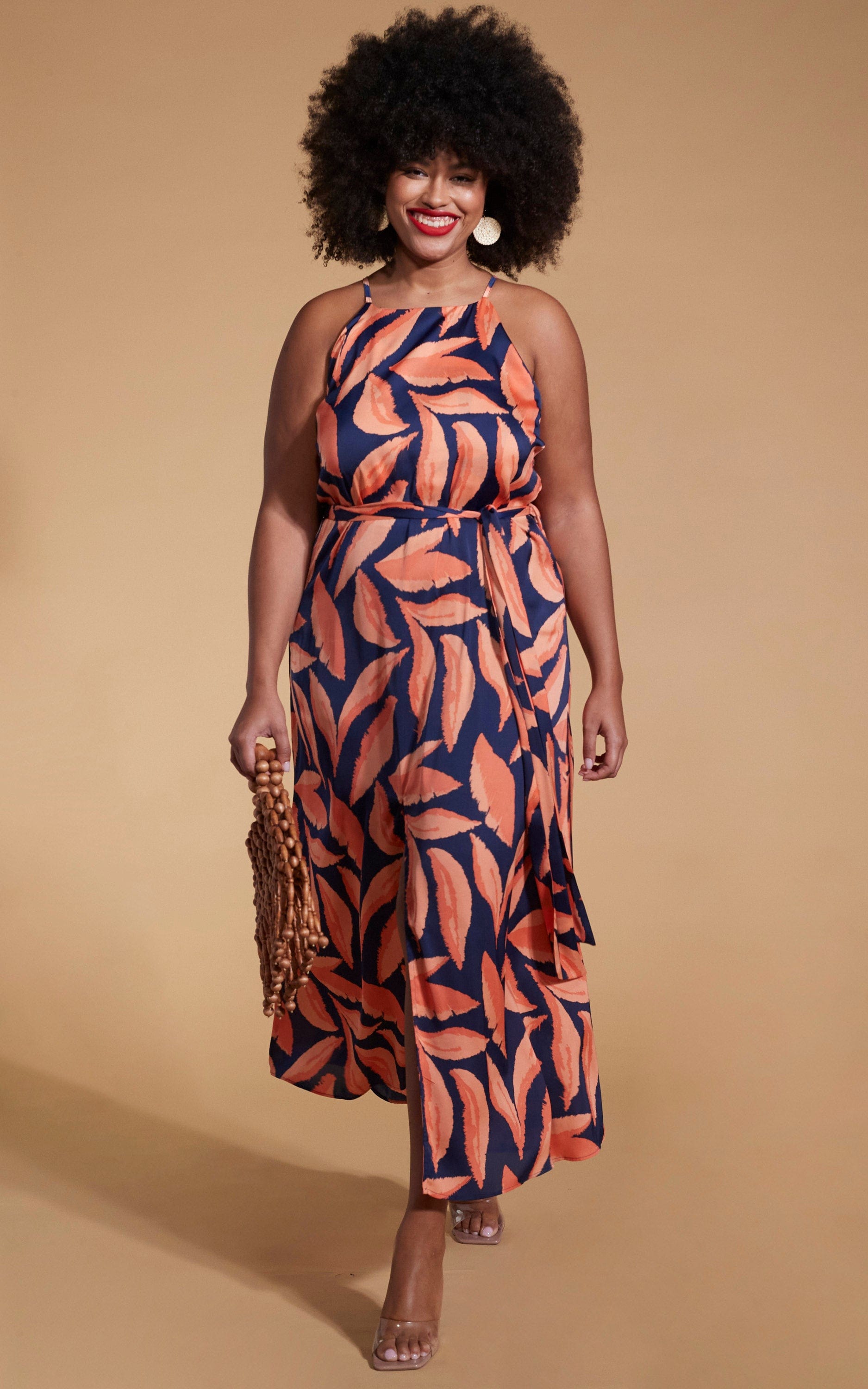 Sunset Dress In Abstract Leaf - Extended Sizing