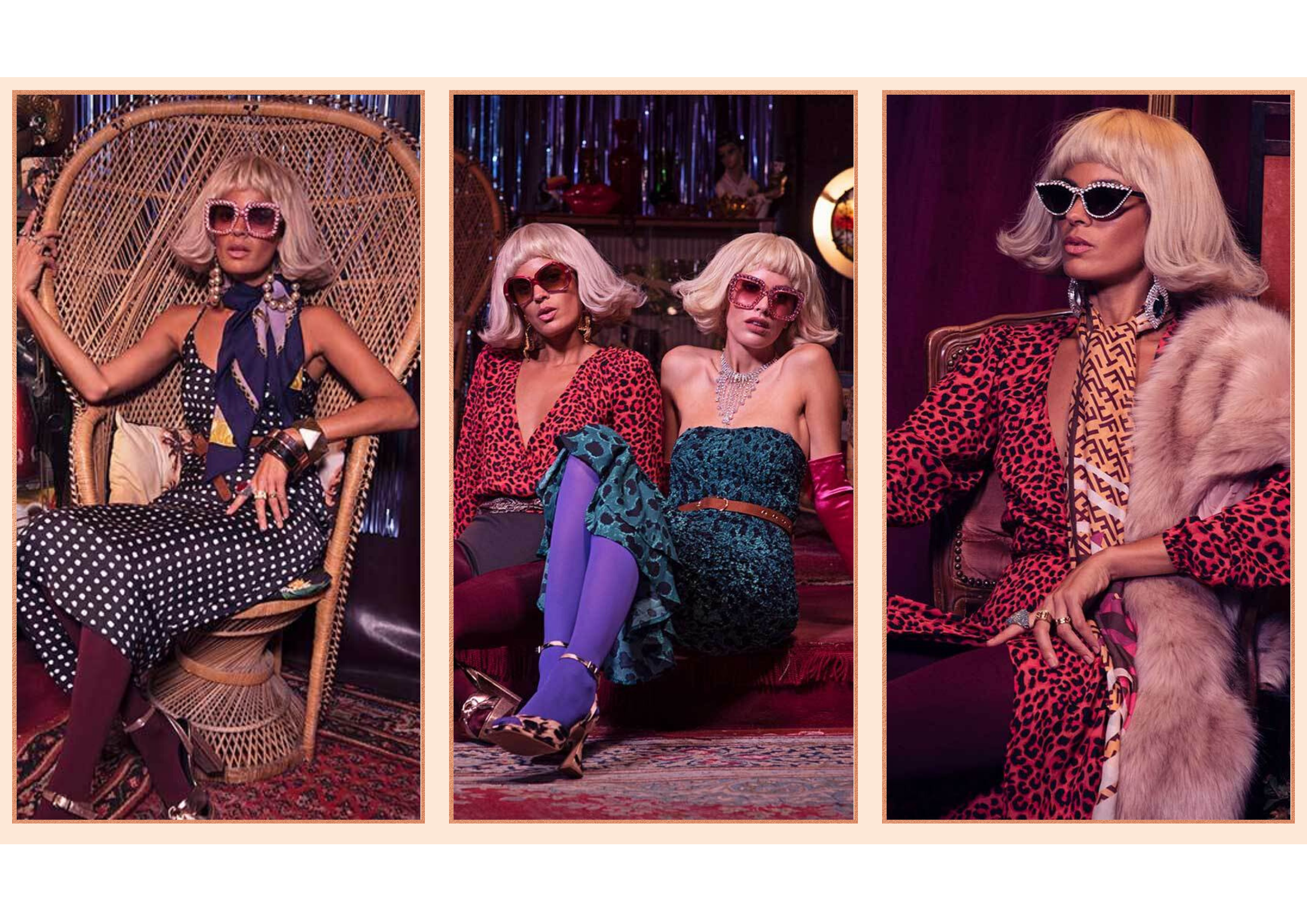 collage of Dancing Leopard model from AW19 campaign