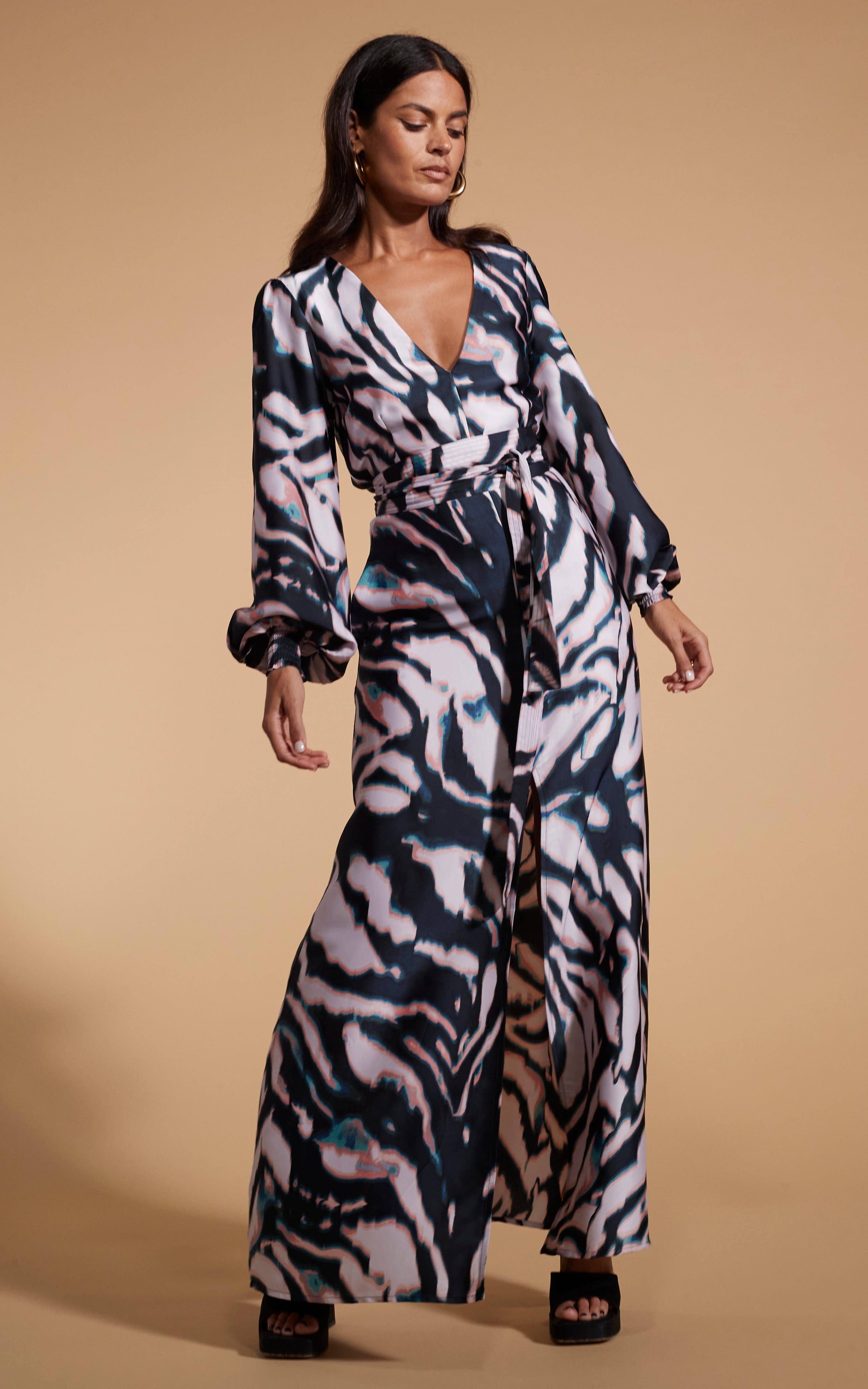 Remy Maxi Dress In Watercolour Zebra