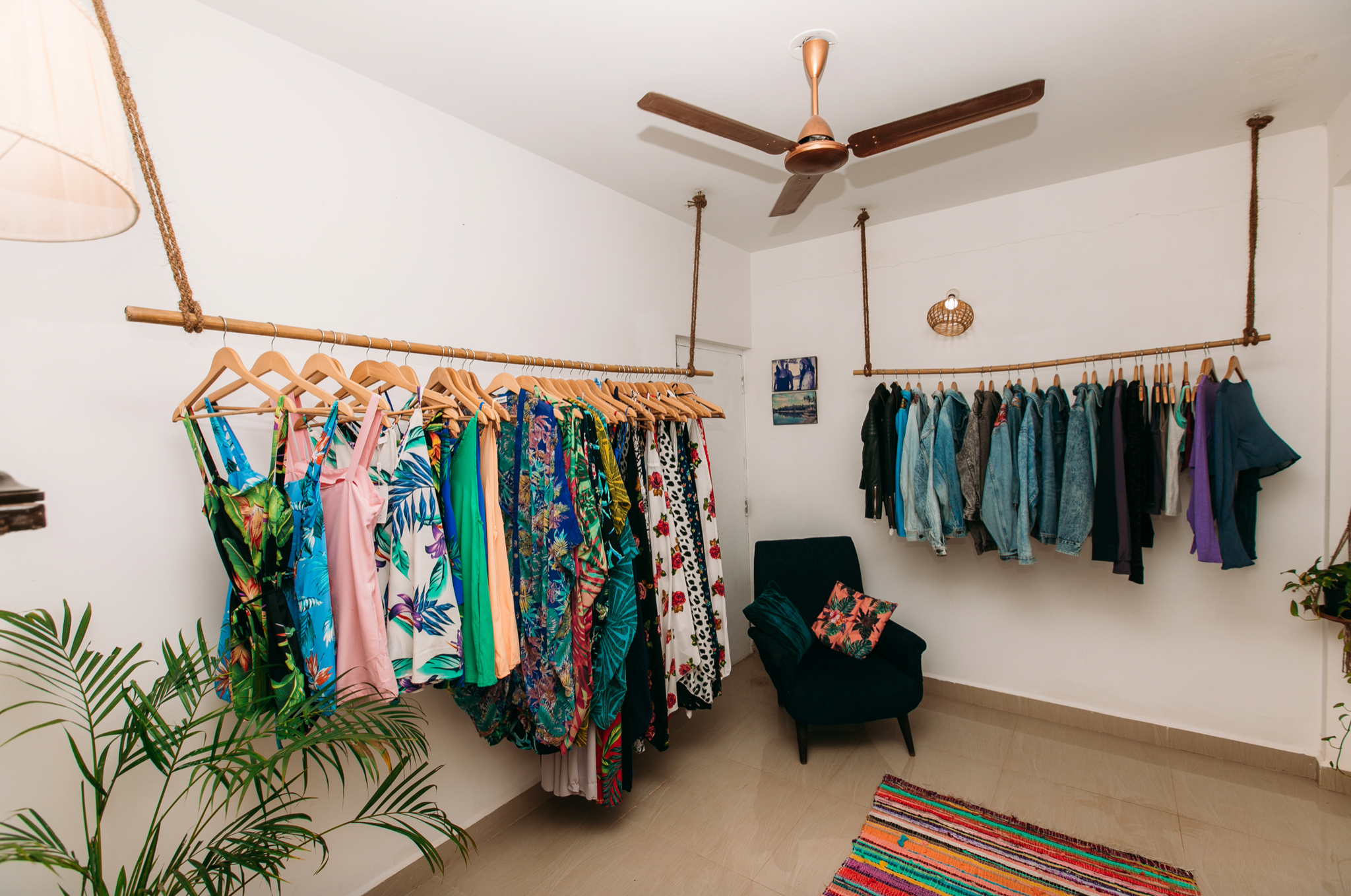 clothing rails at Wigwam Goa